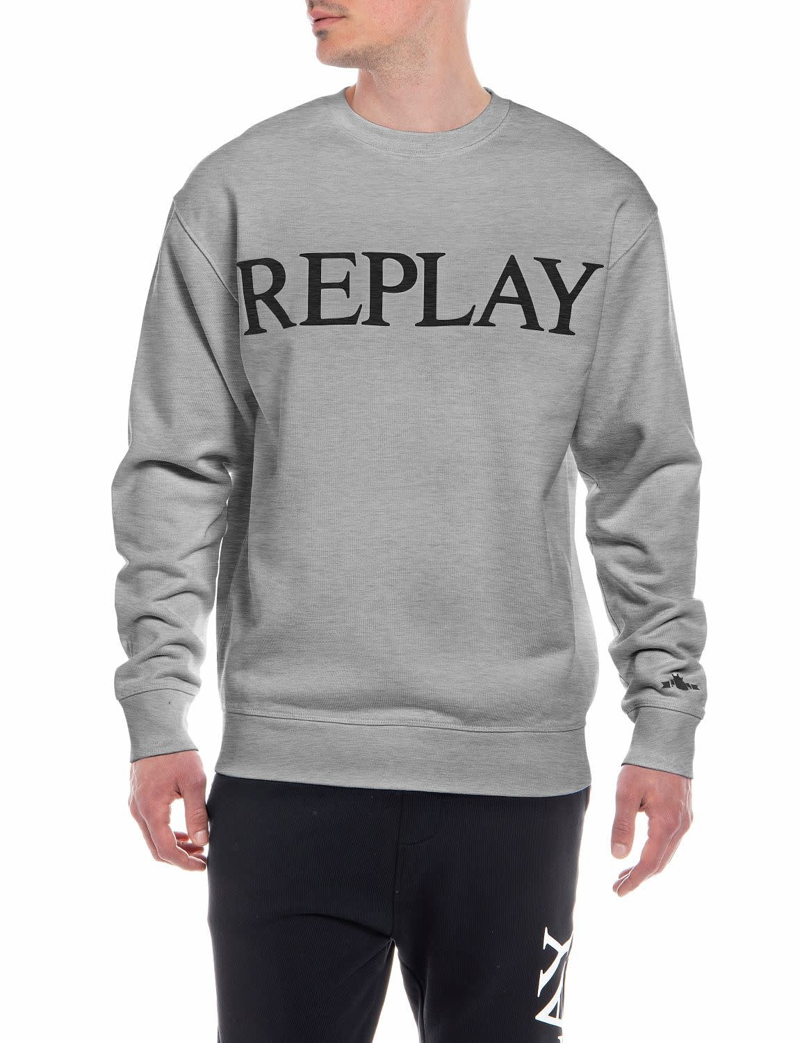 Sweatshirt Replay gris ras-du-cou