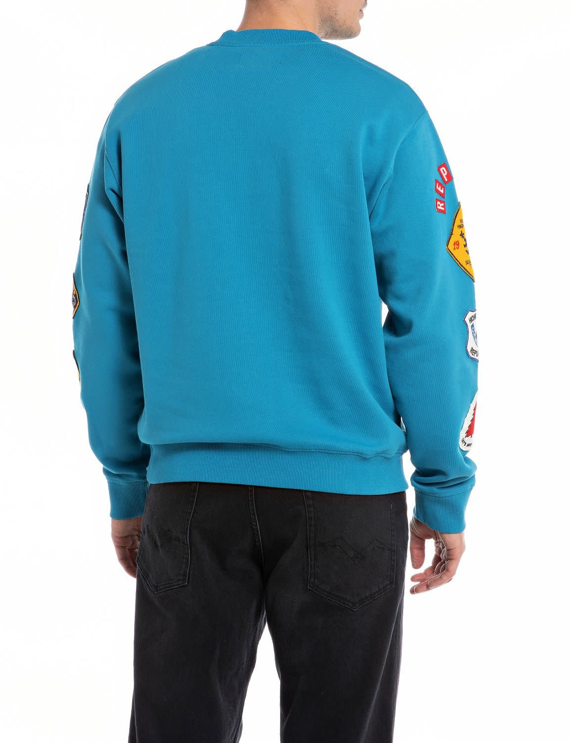 Sweatshirt Replay turquoise avec écussons