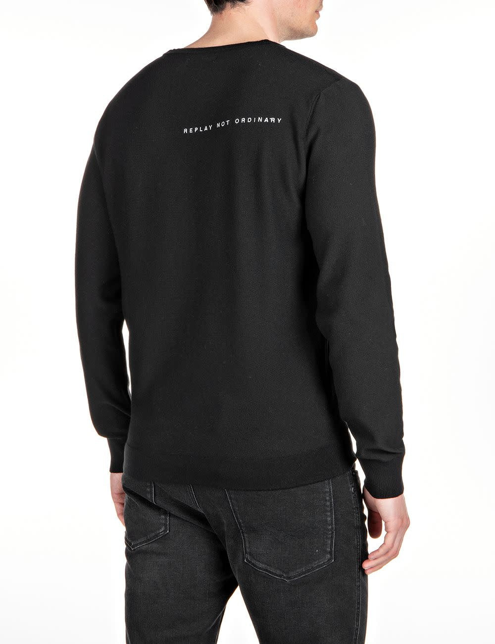 Pull Replay noir en coton hyperflex